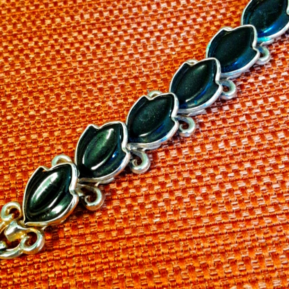 Vintage 1950's Black & Silver Choker Necklace - Picture 1 of 4